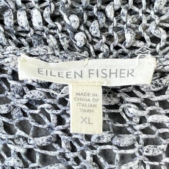 Eileen Fisher Open Front Cotton Cardigan Size XL Italian Yarn Loose Knit - Picture 7 of 9